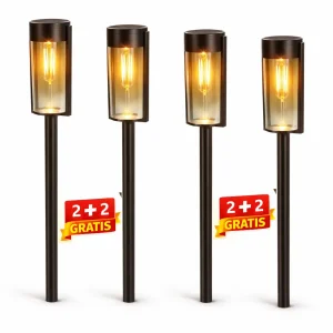 ampa solara de gradina 2+2 gratis tip felinar led 55cm