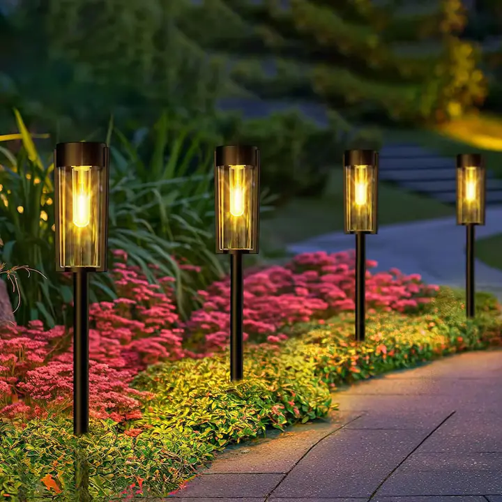 Lampa solara de gradina 2+2 Gratis Tip Felinar LED 55Cm Rezitenta la intemperii IP65 Lumina calda Pentru Curte, Alee, Drum - imagine 8