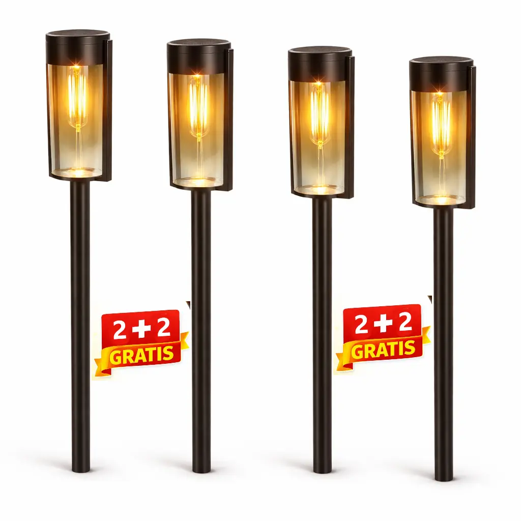 ampa solara de gradina 2+2 gratis tip felinar led 55cm