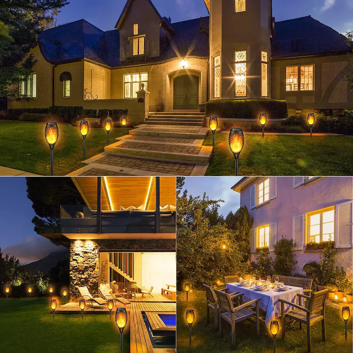 Lampa Solara Efect Flacara Tip Torta, 80CM 96 LED-uri, Pentru Gradina Varinata mare Rezistenta la Apa - imagine 3