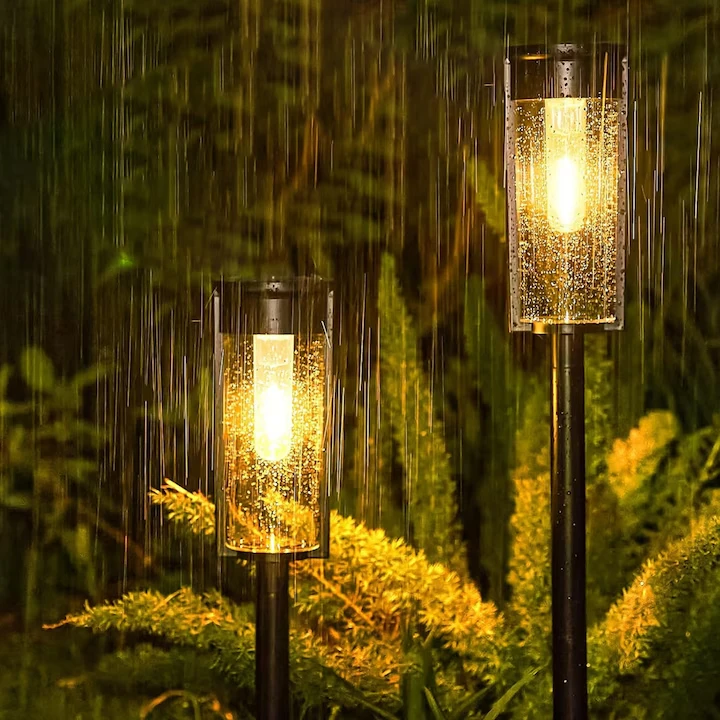 Lampa solara de gradina 1+1 Gratis Tip Felinar LED 55Cm Rezitenta la intemperii IP65 Lumina calda Pentru Curte, Alee, Drum - imagine 6