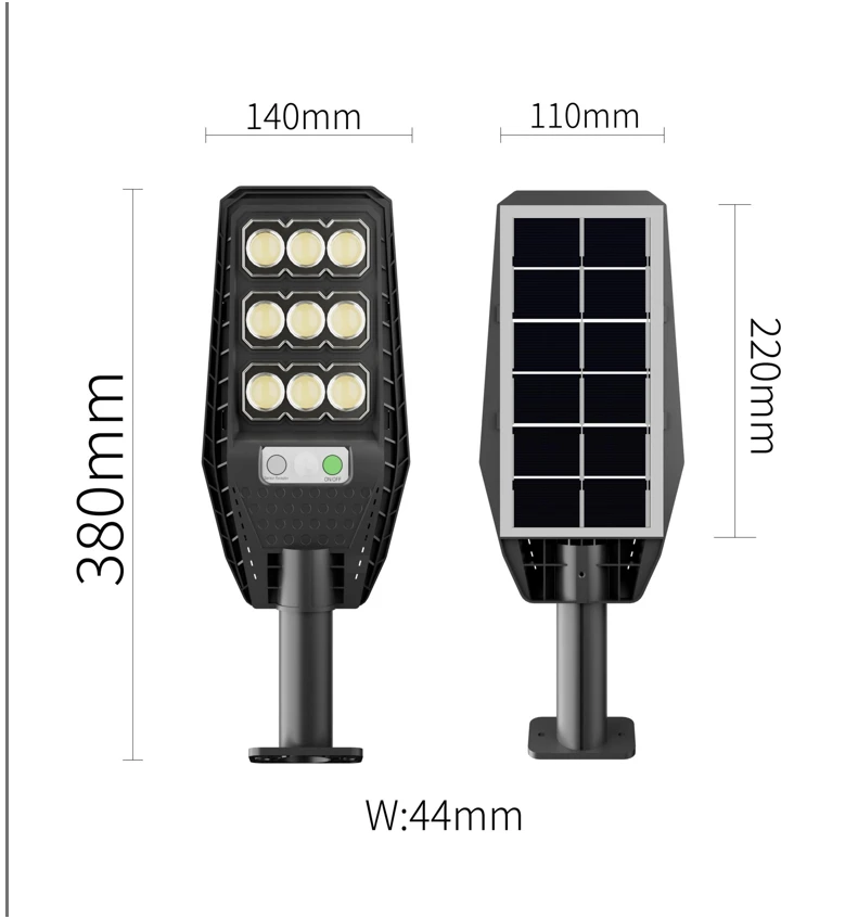 Set 3X Lampi cu Incarcare Solara 9 celule 300W Jortan, 6000 Lumeni, 280 LED-uri COB, telecomanda, Senzor de Miscare, Autonomie 12 ore Protectie IP66 - imagine 7