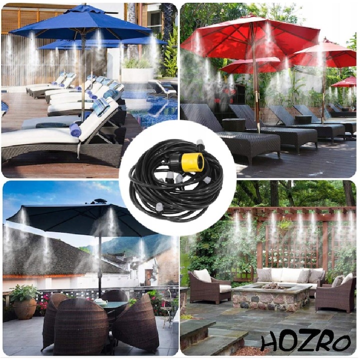 Kit Răcire pentru Terasă cu 20 Duze 20M, Pulverizare Fina Sistem Eficient de Răcire pentru Grădină, Foișor, Balcon și Spații Exterioare - imagine 5
