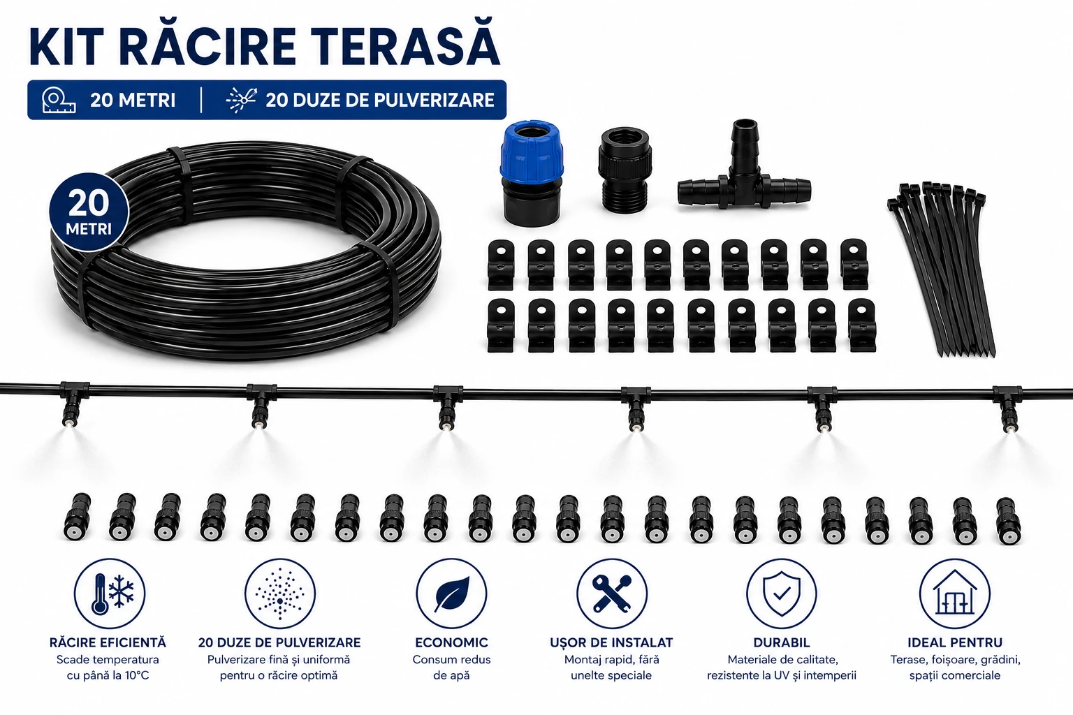 kit racire pentru terasa cu 20 duze 20m