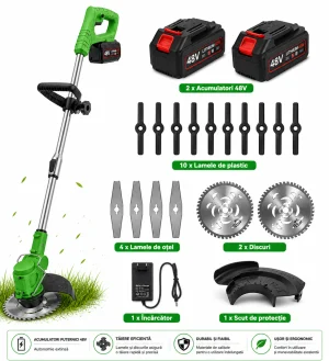 motocoasa electrica cu 2x acumulatori 48v 16 accesori