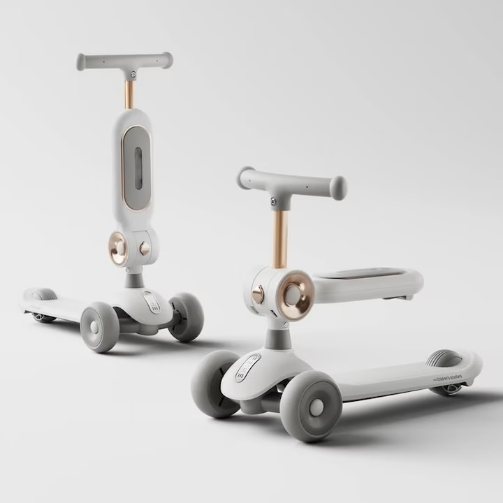 Trotineta pentru Copii cu 3 Roti, Scaun Detasabil Lumini LED Multicolore, Pliabila, Muzica, Ghidon Reglabil pe Inaltime, Platforma Antiderapanta, Design Sport, pentru Baieti si Fete - imagine 3