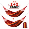 1+1 gratis hamac suspendat cu bara de lemn 80x200 cm