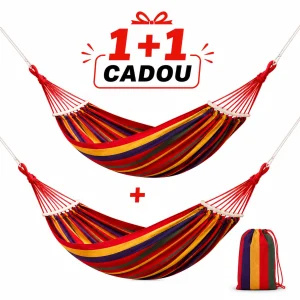 1+1 gratis hamac suspendat cu bara de lemn 80x200 cm