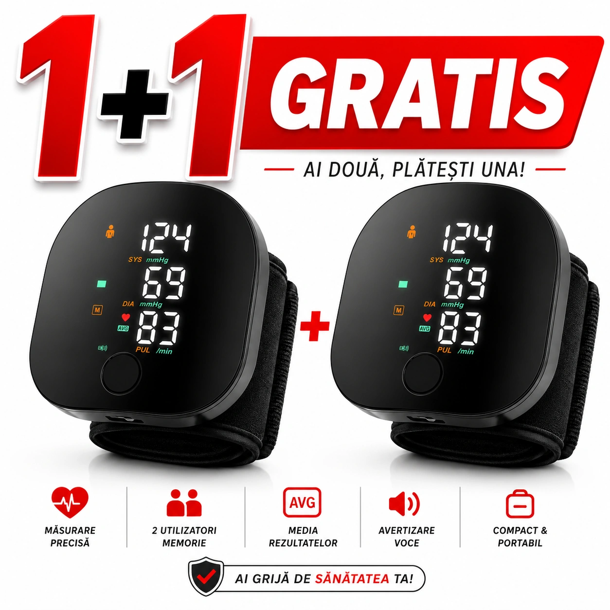 1+1 gratis tensiometru digital-de incheietura inteligent