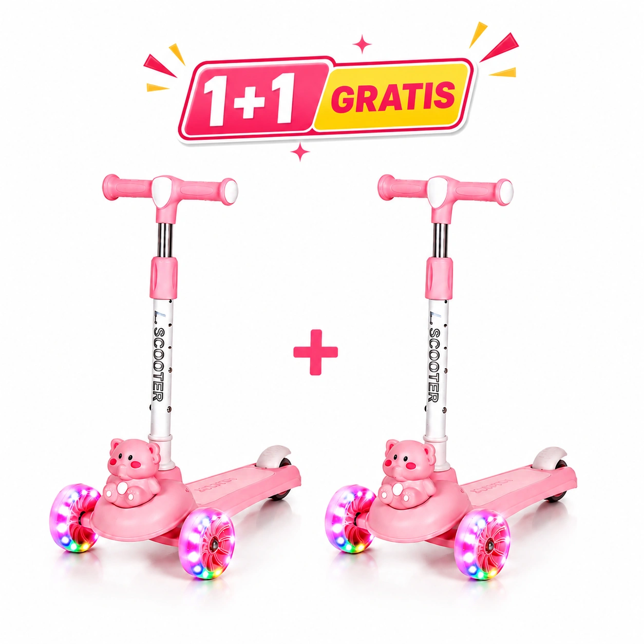 1+1 gratis trotineta pentru copii cu lumini led 3 roti sunete-muzicale