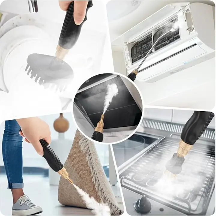 Aparat Profesional de Curățare cu Abur Sub Presiune 1500W Curățitor Multifuncțional pentru Casă și Auto, Temperatură Înaltă, Rezervor Mare de Apă, 9 Accesorii Complete, Curățare și Dezinfectare Fără Detergenți, pentru Canapele, Saltele, Băi, Bucătării, Geamuri, Gresie, Rosturi, Tapițerie și Interior Auto - imagine 7