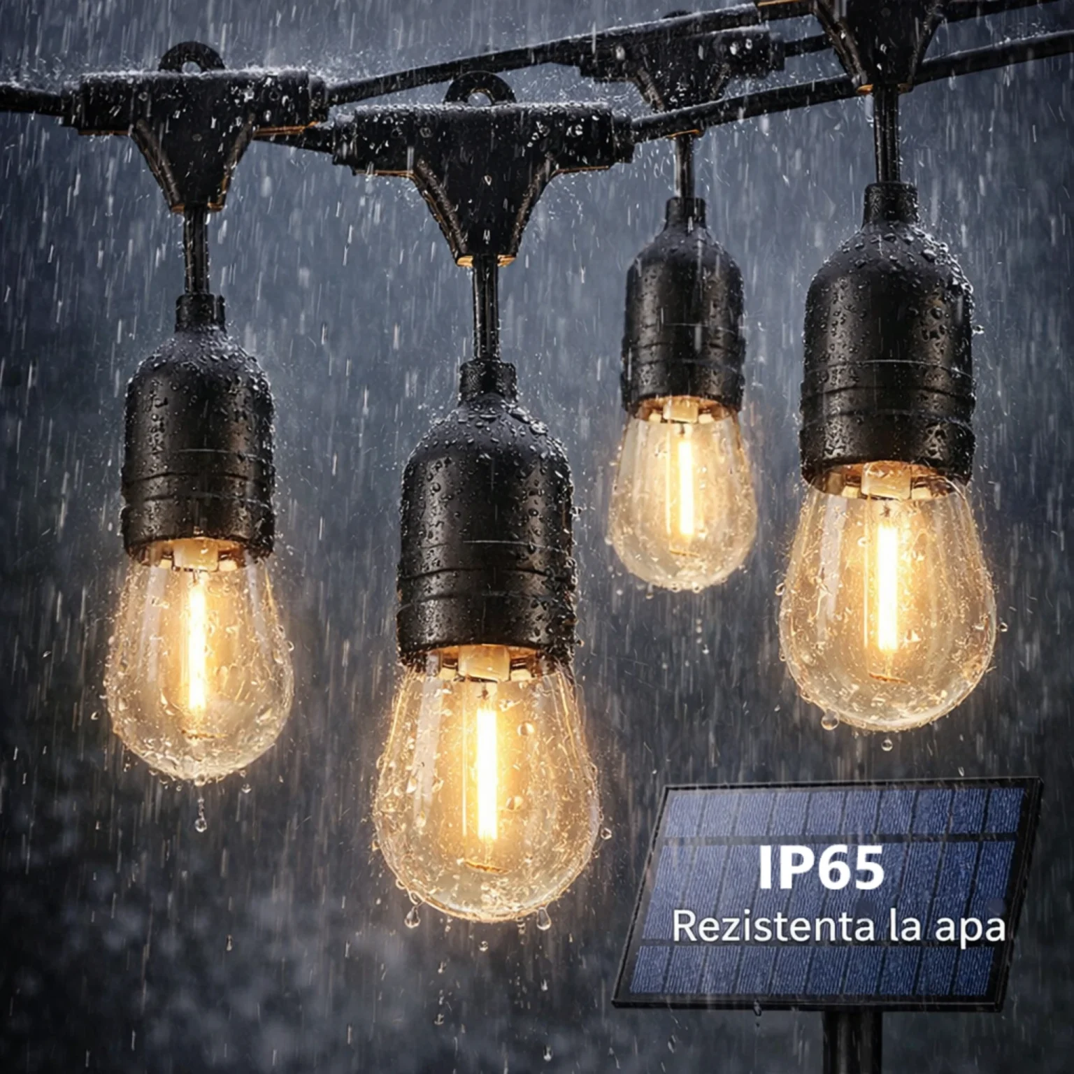 Ghirlanda Luminoasa solara Lumina Alb cald, 10M, Interconectabila, 4 Moduri de Iluminare, Becuri LED, Telecomanda inclusa, Rezistenta la Apa - imagine 2