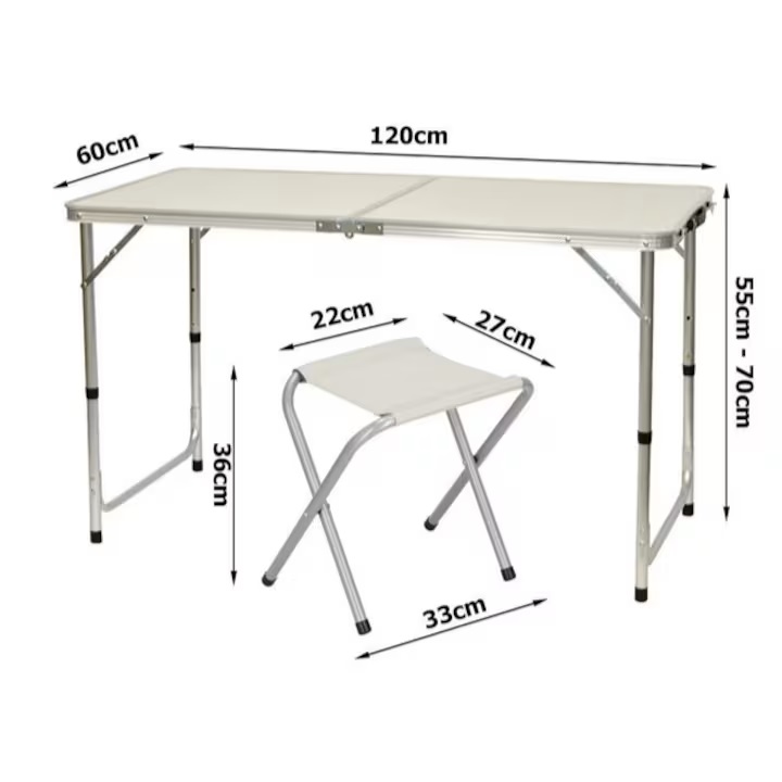Masă Camping Pliabilă Premium cu 4 Scaune Incluse, Set Portabil din Aluminiu pentru 4 Persoane, Ideal pentru Picnic, Grădină, Terasă, Pescuit, Excursii și Activități în Aer Liber - imagine 10