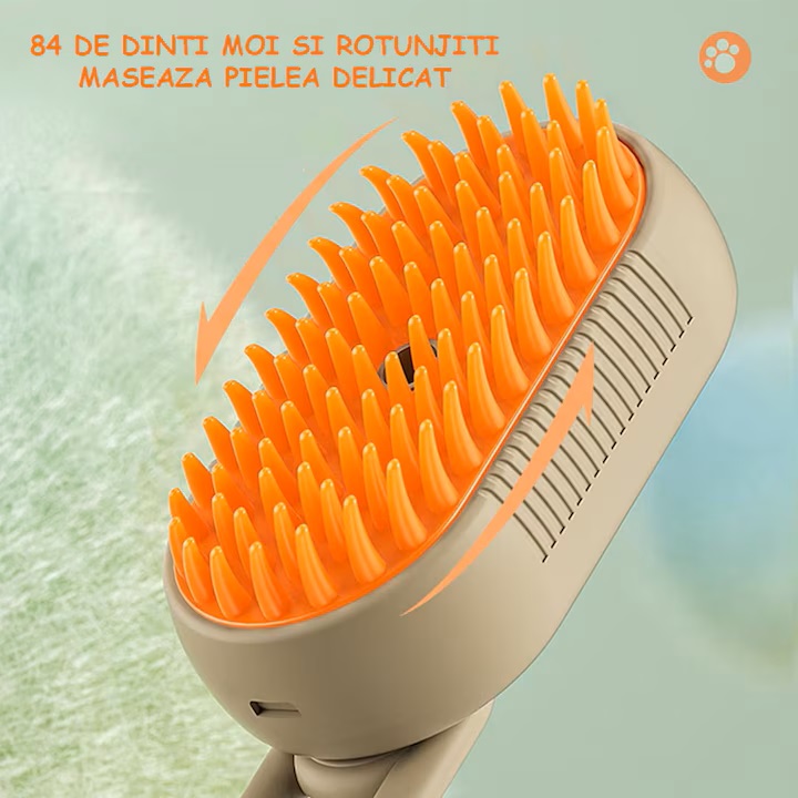 1+1 Perie de Masaj cu Aburi pentru Câini și Pisici Îndepărtează Părul Cazut, Reduce Năpârlirea, Curăță și Descurcă Blana, Hidratează și Relaxează Animalul de Companie, Peri Moi din Silicon, Desig Ergonomic, Potrivită pentru Toate Tipurile de Blană - imagine 5