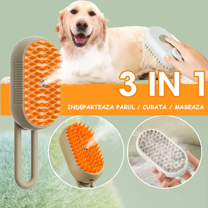 1+1 Perie de Masaj cu Aburi pentru Câini și Pisici Îndepărtează Părul Cazut, Reduce Năpârlirea, Curăță și Descurcă Blana, Hidratează și Relaxează Animalul de Companie, Peri Moi din Silicon, Desig Ergonomic, Potrivită pentru Toate Tipurile de Blană - imagine 6