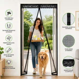plasa magnetica anti insecte usa 210x100 cm inchidere automata