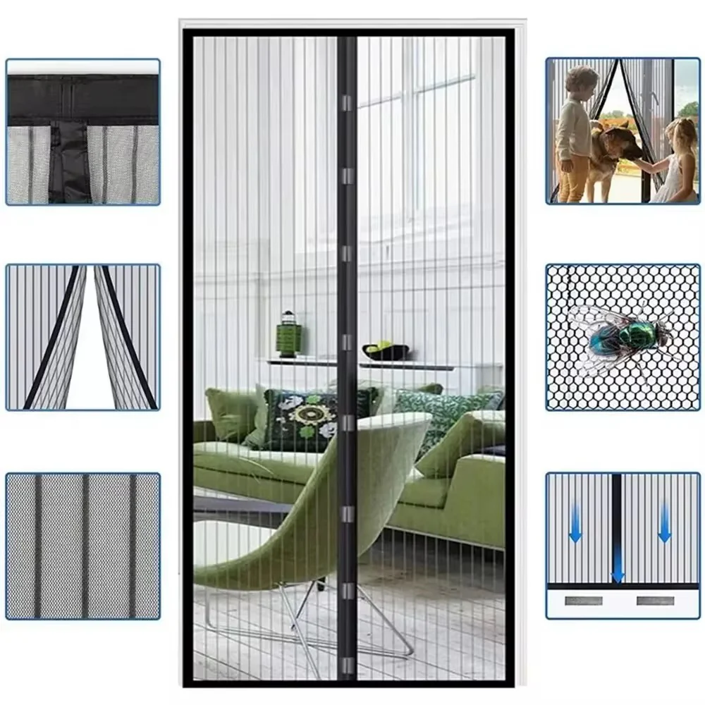 Plasă Magnetică Anti-Insecte pentru Ușă 210x100 cm Închidere Automată cu Magneți, Montaj Rapid Fără Găurire, Protecție împotriva Țânțarilor și Muștelor, Ideală pentru Balcon, Terasă și Animale de Companie - imagine 7