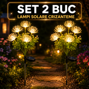 set 2x lampi solare decorative tip crizantema
