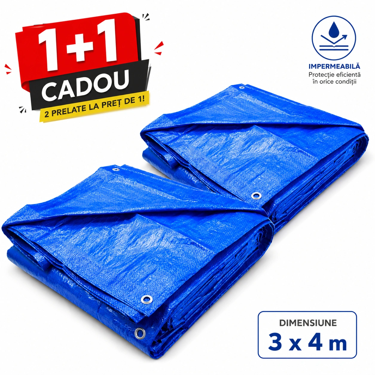 1+1 gratis prelata impermeabila 3x4 m pentru protectie exterior