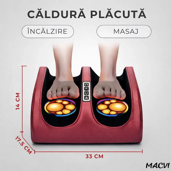 Aparat Profesional de Masaj pentru Picioare și Tălpi cu Role Shiatsu 3D, Compresie cu Aer și Funcție de Încălzire Infraroșu, 3 Trepte de Intensitate, Relaxare Profundă, Stimulează Circulația Sângelui, Reduce Durerile și Oboseala, Ideal pentru Acasă și Birou - imagine 3