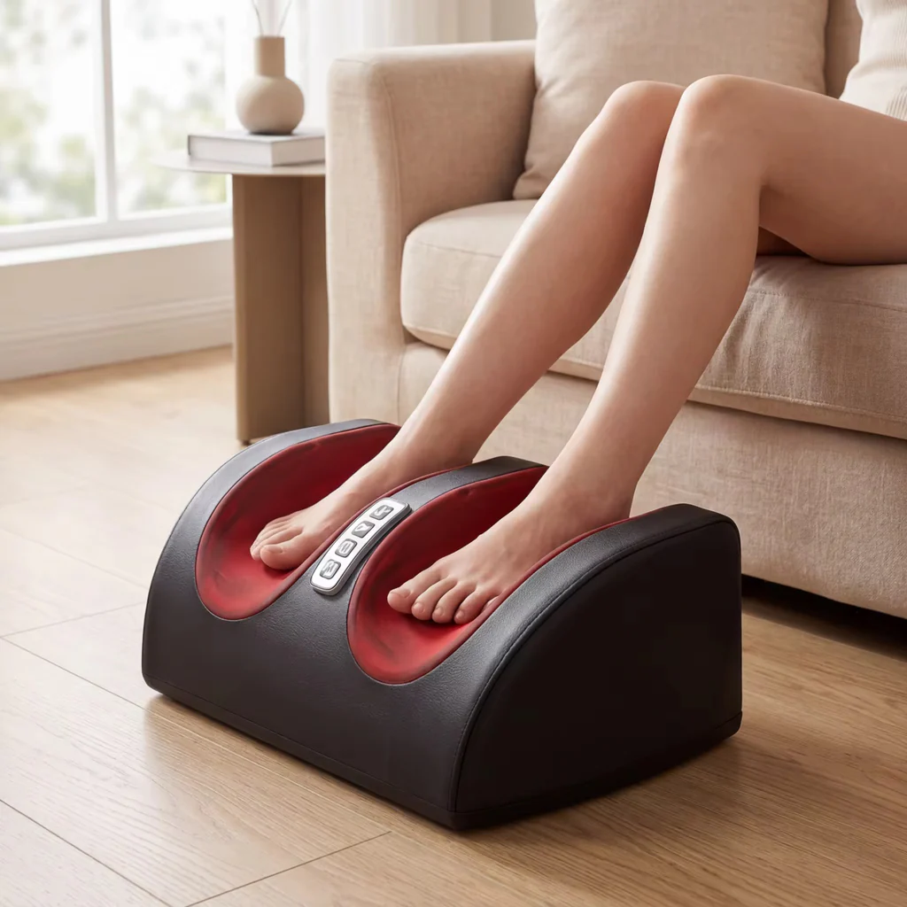Aparat Profesional de Masaj pentru Picioare și Tălpi cu Role Shiatsu 3D, Compresie cu Aer și Funcție de Încălzire Infraroșu, 3 Trepte de Intensitate, Relaxare Profundă, Stimulează Circulația Sângelui, Reduce Durerile și Oboseala, Ideal pentru Acasă și Birou - imagine 7