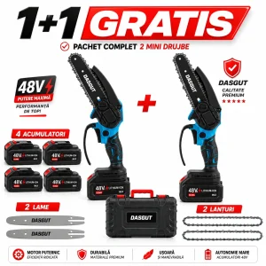 1+1 gratis mini fierastrau electric tip drujba cu lant dasgut 550w 4x acumulatori