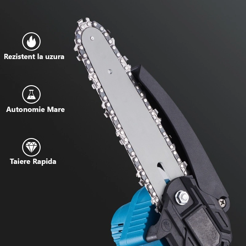 Pachet 1+1 Gratis Mini Fierăstrău Electric tip drujba cu Lanț Dasgut 550W, 4x Acumulatori 48V, 2x Lanțuri, 2x Lamă 6 inch, Puternic și Portabil - imagine 8
