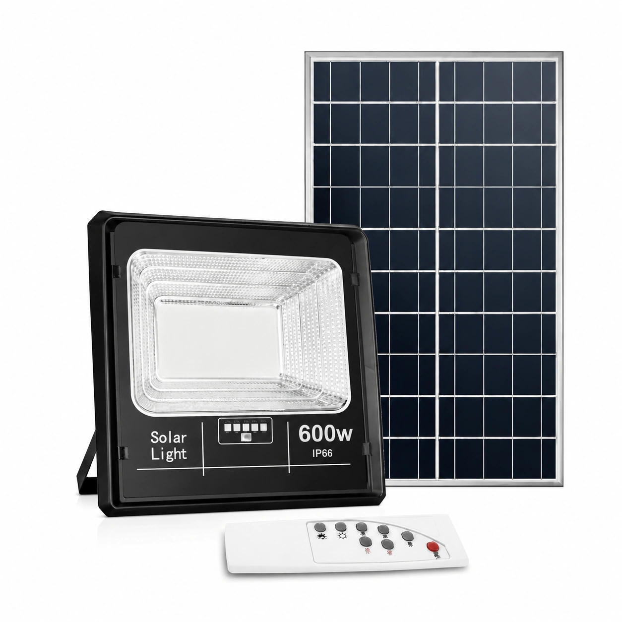 proiector cu panou solar led 600w 8000 lumeni ip66 telecomanda