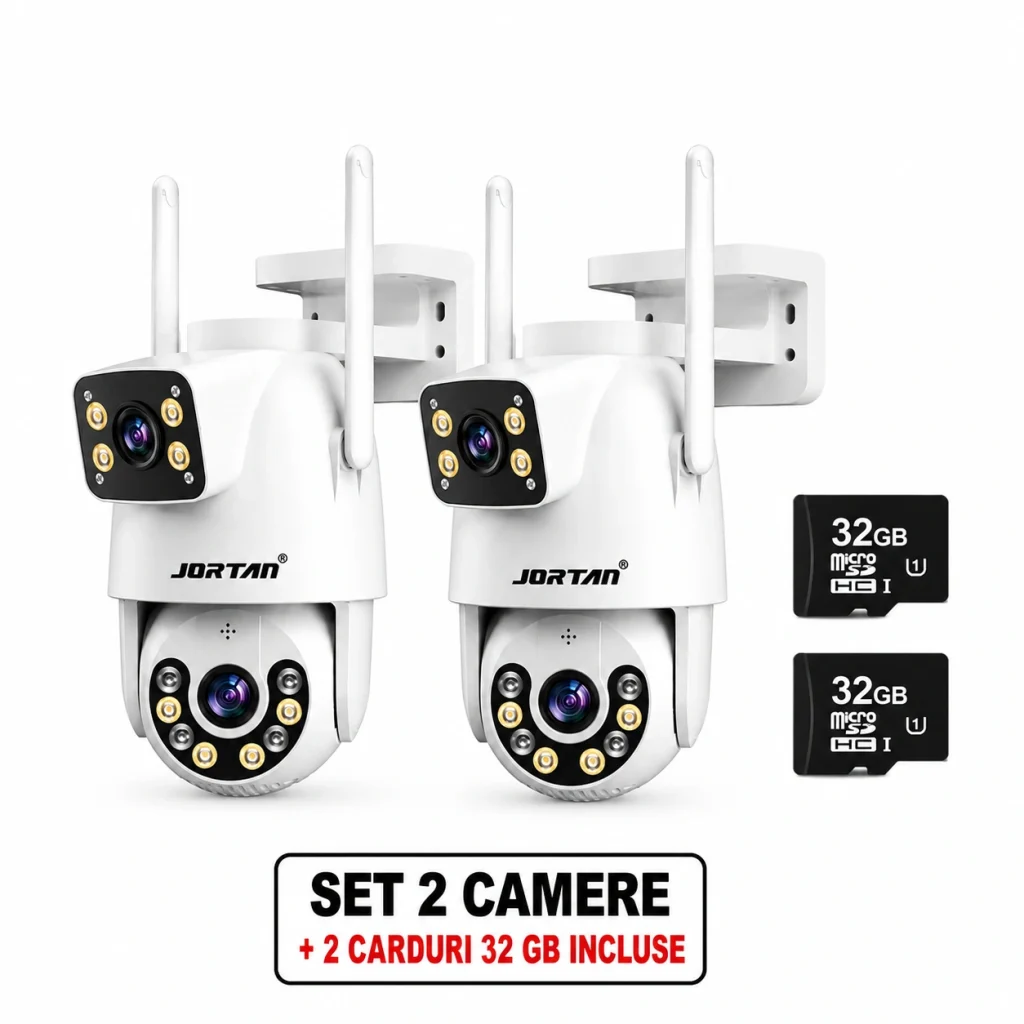set 2x camera supraveghere 8k jortan duala ultra hd 8mp
