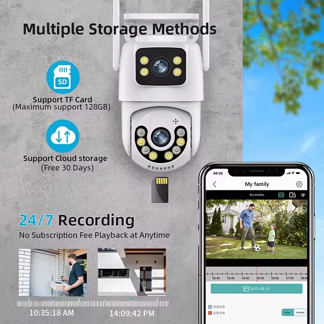 Set 2X Camera Supraveghere 8K Jortan Duala Ultra HD 8MP, Vedere color noaptea, Rotire 360°, 10X Zoom, inteligenta de urmarire, IP66, Acoperire Panoramică - imagine 4