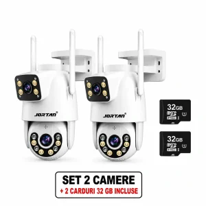 set 2x camera supraveghere 8k jortan duala ultra hd 8mp