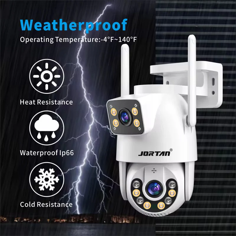 Set 2X Camera Supraveghere 8K Jortan Duala Ultra HD 8MP, Vedere color noaptea, Rotire 360°, 10X Zoom, inteligenta de urmarire, IP66, Acoperire Panoramică - imagine 3