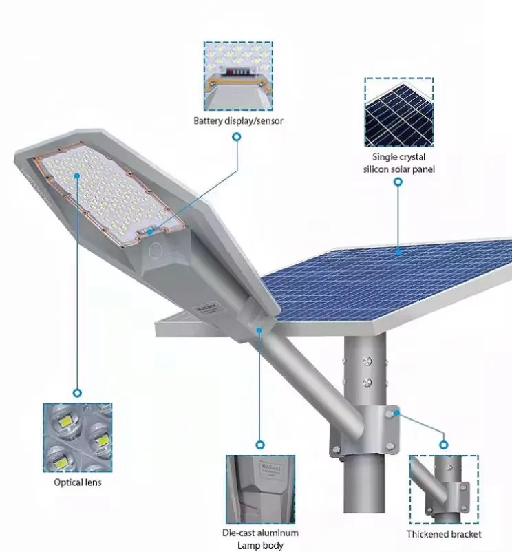 Lampa Solara Stradala LED 800W JORTAN Premium, Corp Din Aluminiu turnat sub presiune, Iluminat Puternic, 30.000 Lumeni, Panou Solar Fotovoltaic Orientabil, Telecomanda, Suport Metalic Inclus, IP66, - imagine 9