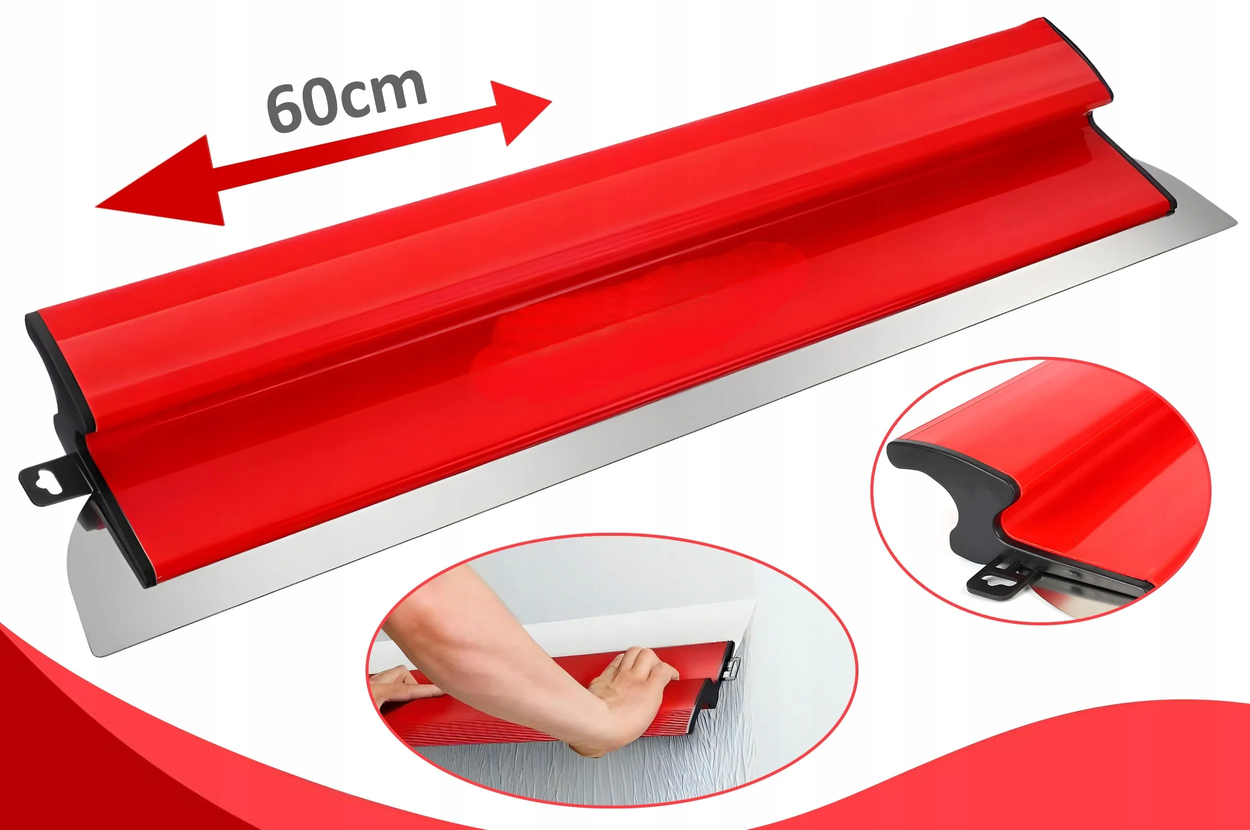 Gletieră Profesională pentru Aplicat și Nivelat Glet, 60 cm, Lamă Flexibilă din Oțel Inoxidabil, Mâner Ergonomic Antiderapant, pentru Finisarea Pereților și Tavanelor - imagine 7