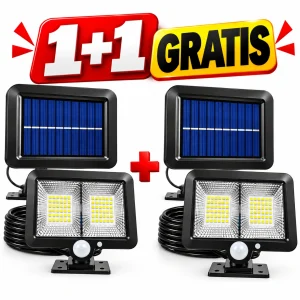pachet 1+1 lampi-solare led cu panou solar separat 98 led