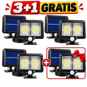pachet 3+1 lampi solare led cu panou solar separat 98 led uri