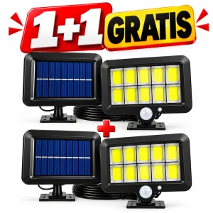 set 1+1 gratis lampi solare led cob de exterior 120 led