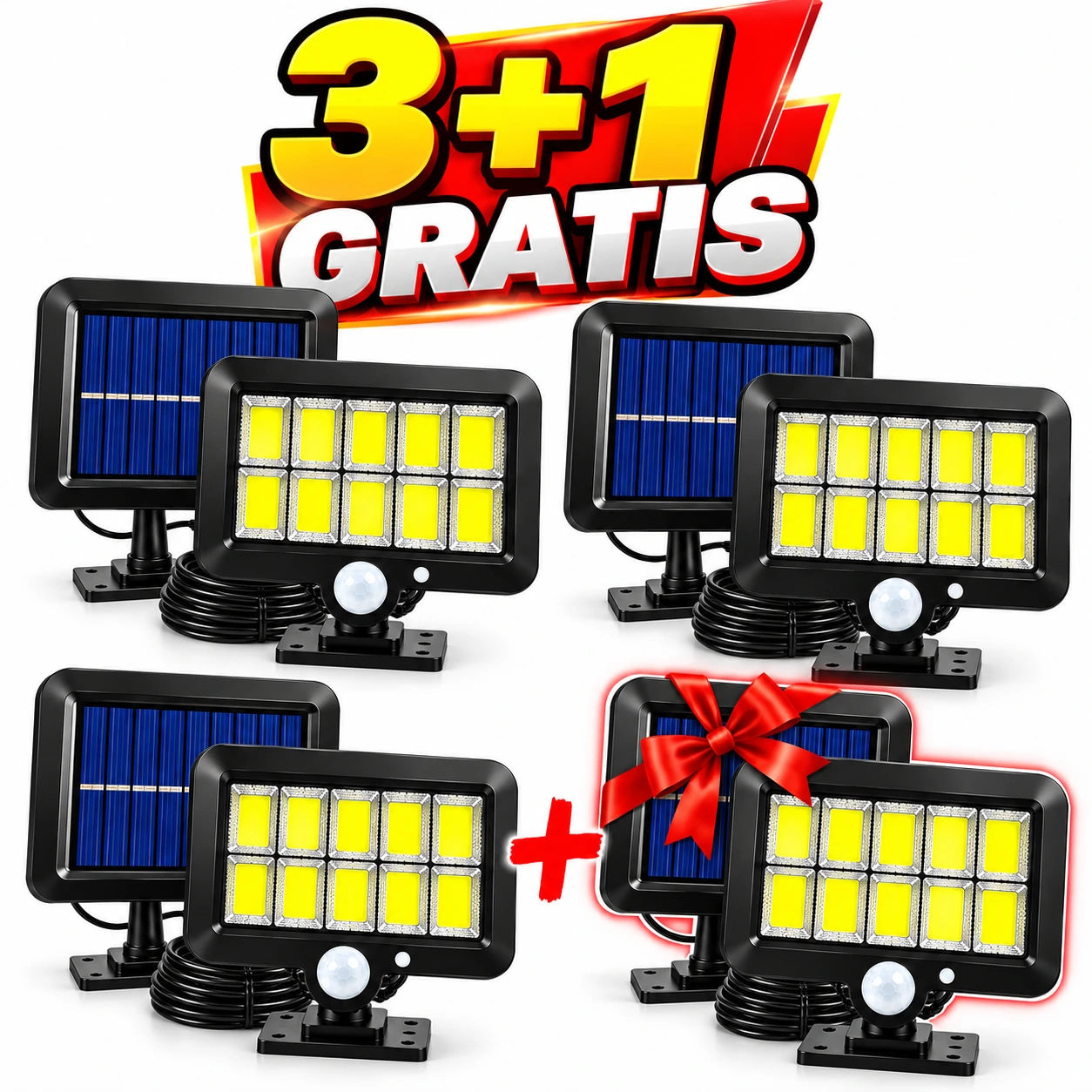 set 3+1gratis lampi solare led cob de exterior 120 led